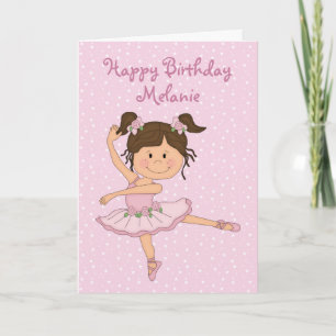 Cute Pink Ballerina 1 Birthday Card Kaart