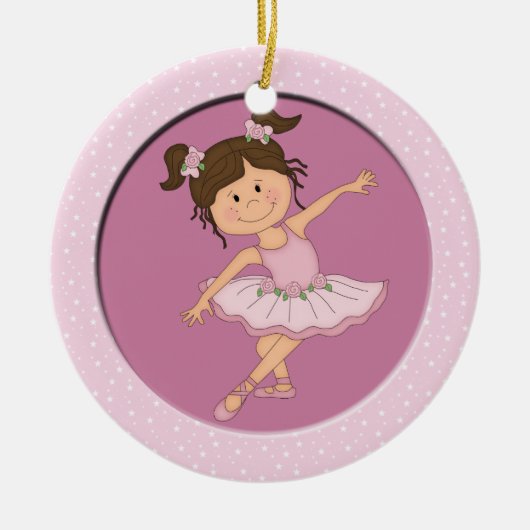 Cute Pink Ballerina 2 Ballet Star Keramisch Ornament (Voorkant)