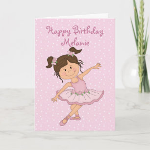 Cute Pink Ballerina 2 Birthday Kaart