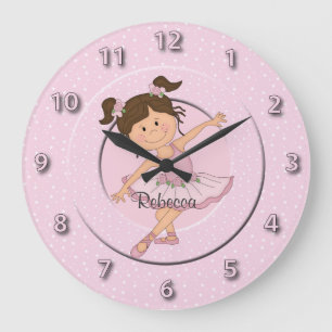 Cute Pink Ballerina 2 Grote Klok