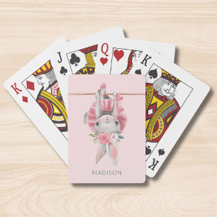 Cute Pink Ballerina Ballet Bunny Persoonlijk Pokerkaarten