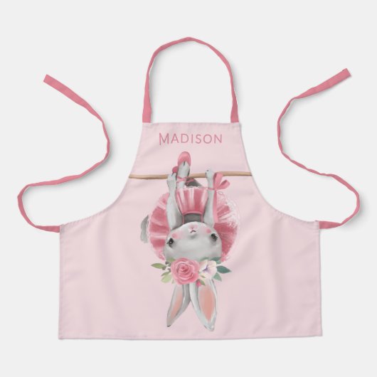 Cute Pink Ballerina Ballet Bunny Persoonlijk Schort (Voorkant)