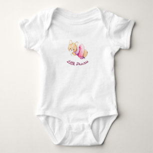 Cute Pink Ballerina Corgi Puppy Dog Girls Bodysuit