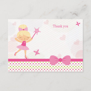 Cute pink ballerina girl bedankkaart