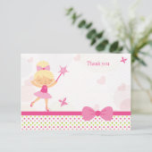 Cute pink ballerina girl bedankkaart (Staand voorkant)