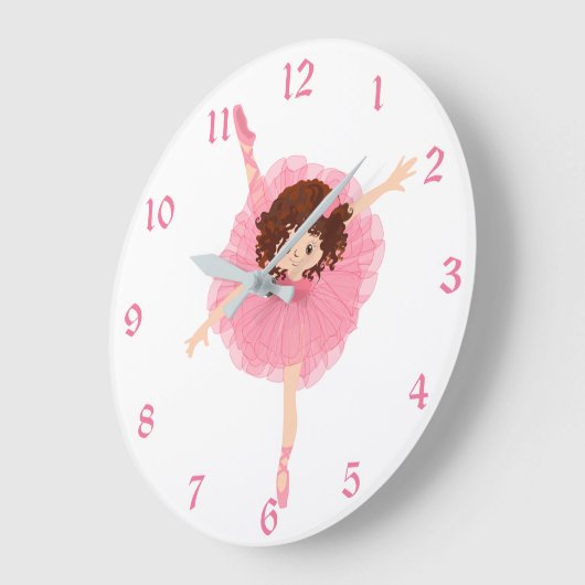 Cute Pink Ballerina Kinder Grote Klok (Hoek)