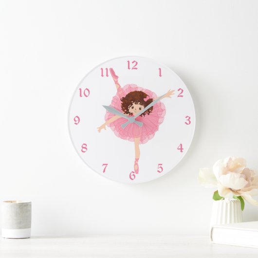 Cute Pink Ballerina Kinder Grote Klok (Huis)