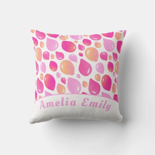 Cute Pink Ballon Girly Pattern Girl Name Kussen (Achterkant)