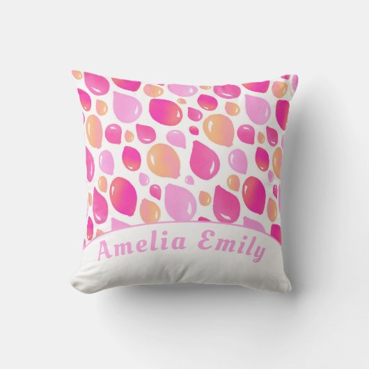 Cute Pink Ballon Girly Pattern Girl Name Kussen (Voorkant)