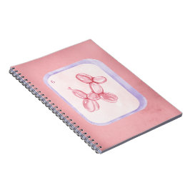 Cute Pink Balloon Dog Minimalist aesthetic Notitieboek
