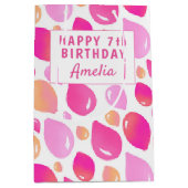 Cute Pink Balloon Girly Pattern Girl Birthday Medium Cadeauzakje (Voorkant)