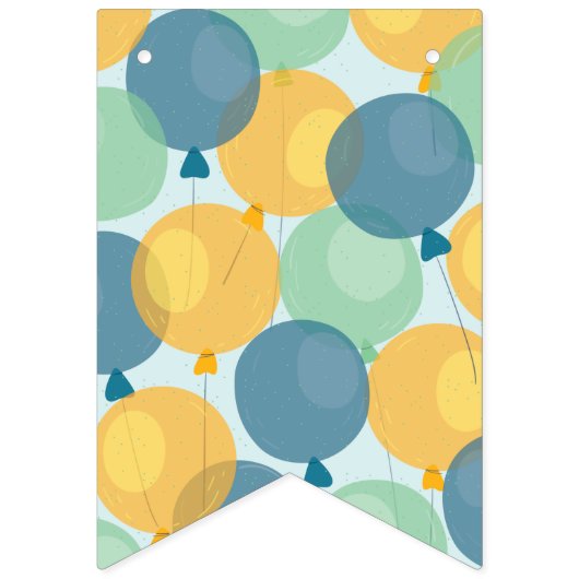 Cute Pink Balloon Happy Birthday Banner (Eerste vlag)