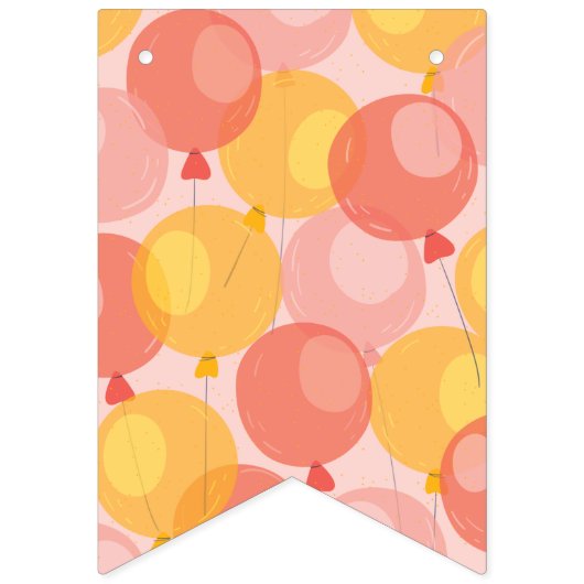 Cute Pink Balloon Happy Birthday Banner (Eerste vlag)