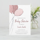 Cute Pink Balloons Girl Baby shower Kaart (Staand voorkant)
