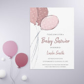 Cute Pink Balloons Girl Baby shower Kaart