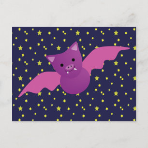 Cute Pink Bat Briefkaart
