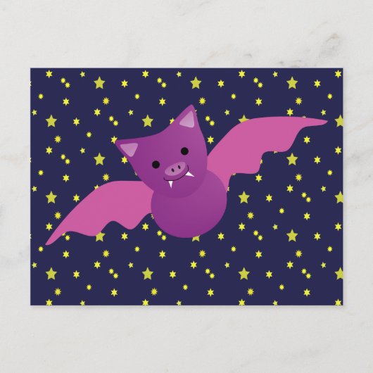 Cute Pink Bat Briefkaart (Voorkant)