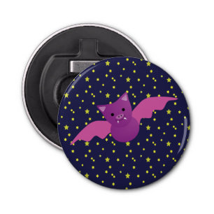 Cute Pink Bat Button Flesopener