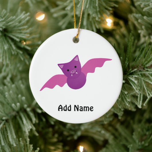 Cute Pink Bat Keramisch Ornament (Boom)