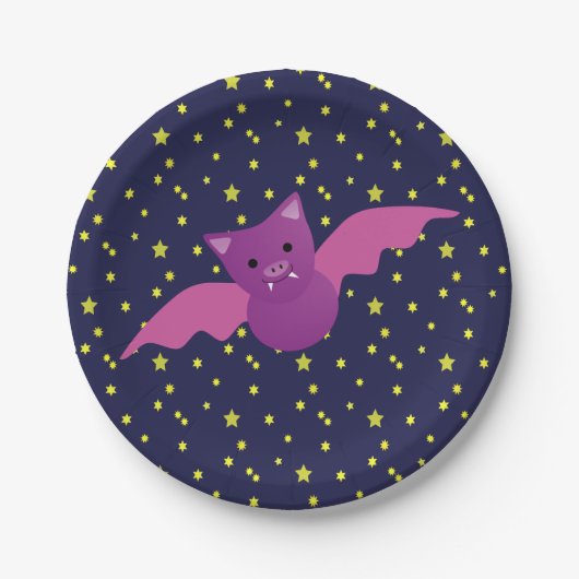 Cute Pink Bat Papieren Bordje (Voorkant)