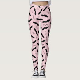 Cute Pink Bats Halloween Party Leggings
