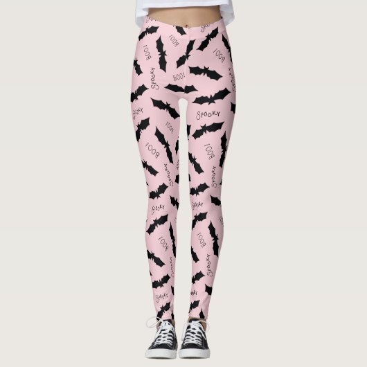 Cute Pink Bats Halloween Party Leggings (Voorkant)
