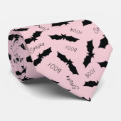Cute Pink Bats Halloween Party Stropdas (Opgerold)