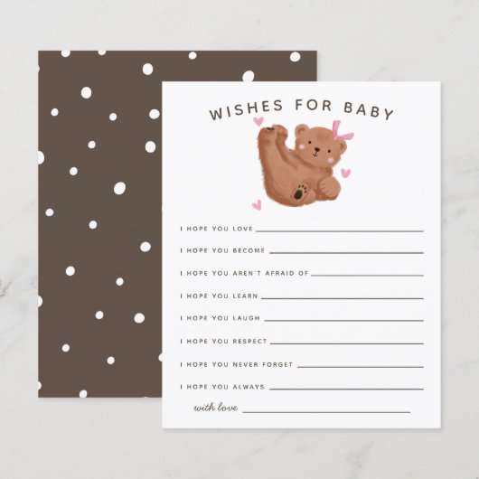 Cute Pink Beer Shower Wishes for Baby Kaart (Voorkant / Achterkant)