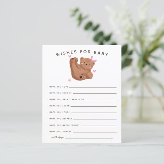 Cute Pink Beer Shower Wishes for Baby Kaart (Staand voorkant)