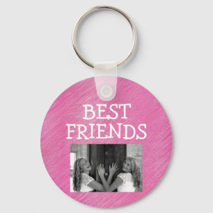 Cute Pink Best Friends Besties BFF Voeg foto toe Sleutelhanger