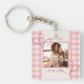 Cute Pink Besties For Life Photo Galentines Day Sleutelhanger (Voorkant)