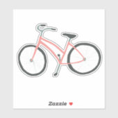 Cute Pink Bicycle Dutch Bike Drawing Art Sticker (Vel)