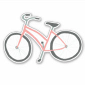 Cute Pink Bicycle Dutch Bike Drawing Art Sticker (Voorkant)