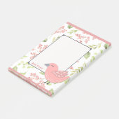 Cute Pink Bird Floral Post-it® Notes (Schuin)