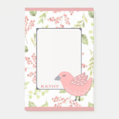 Cute Pink Bird Floral Post-it® Notes (Voorkant)
