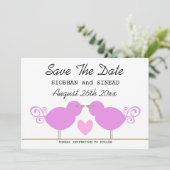 Cute Pink Birds Lesbian Wedding Save the Date (Staand voorkant)