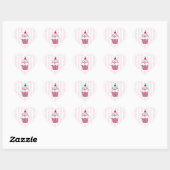 Cute Pink Birthday Cupcake Hart Sticker (Vel)