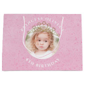 Cute Pink Birthday Girl Princess Tiara Simple Groot Cadeauzakje (Voorkant)