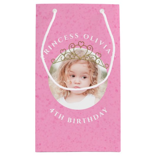 Cute Pink Birthday Girl Princess Tiara Simple Klein Cadeauzakje (Achterkant)