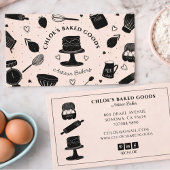 Cute Pink Black Baking Utensils Bakery Visitekaartje