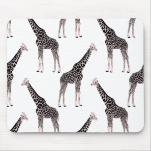 Cute Pink Black Giraffe Animal White Design Muismat