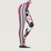 Cute Pink Black & Grey Abstract Polka Dot Leggings (Rechts)