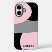 Cute Pink Black Grey Shapes Personalized  Case-Mate iPhone Case (Achterkant)