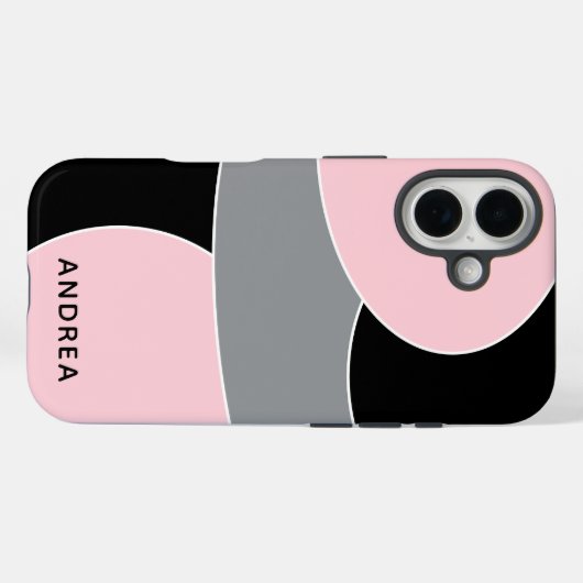 Cute Pink Black Grey Shapes Personalized  Case-Mate iPhone Case (Achterkant (horizontaal))
