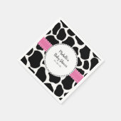 Cute Pink Black Koe Print Name Paper Napkins Servet (Hoek)