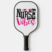 Cute Pink Black Neurse Vibes Medical Professional Pickleball Paddle (Voorkant)