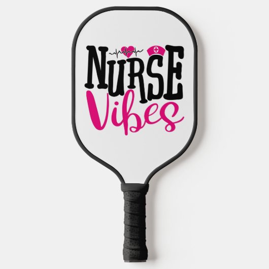 Cute Pink Black Neurse Vibes Medical Professional Pickleball Paddle (Voorkant)
