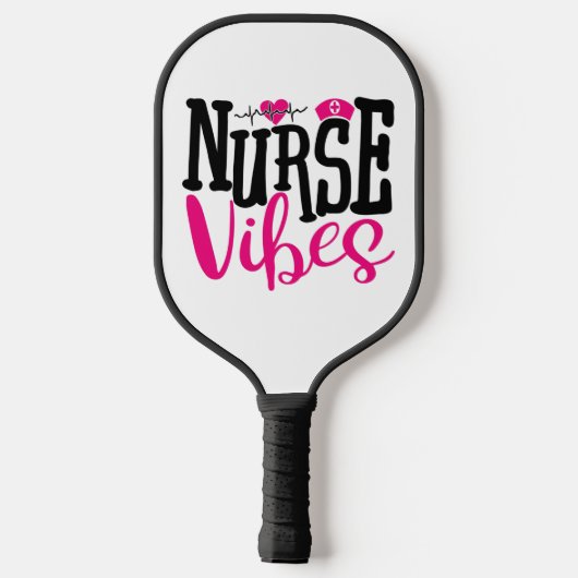 Cute Pink Black Neurse Vibes Medical Professional Pickleball Paddle (Achterkant)