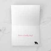 Cute Pink Black Pony Trotting Silhouette Birthday Kaart (Binnen)