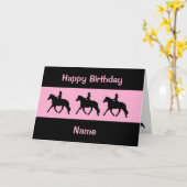 Cute Pink Black Pony Trotting Silhouette Birthday Kaart (Gele Bloem)